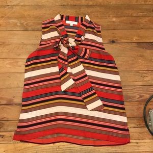 Loft stripe tie front sleeveless blouse